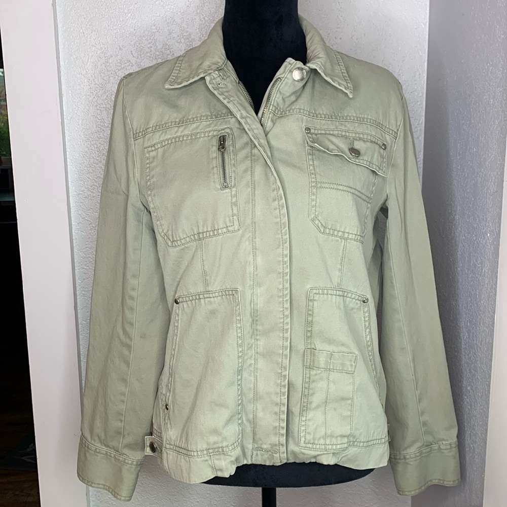 Caribbean Joe Sage Green Cotton Utility Field Jacket size Medium